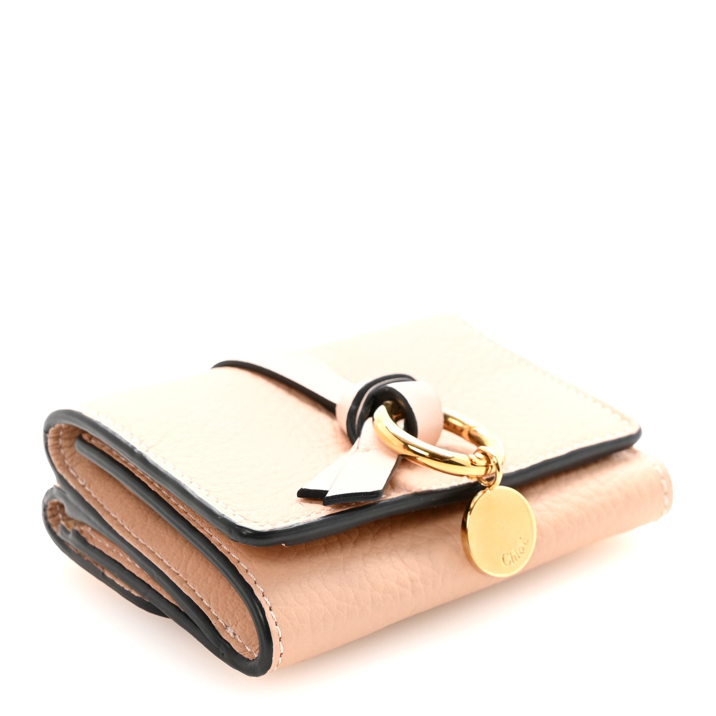 Grained Calfskin Alphabet Compact Wallet Blush Nude