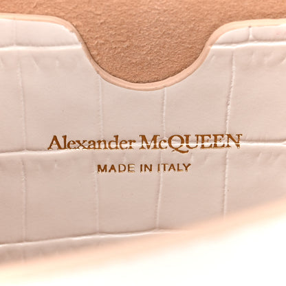 Alexander McQueen Calfskin Crocodile Embossed Skull Mini Crossbody Bag White 6 of 10