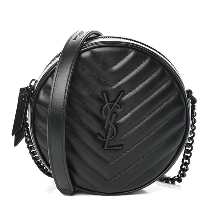 Saint Laurent Calfskin Matelasse Chevron Round Vinyle Camera Bag Black 1 of 9