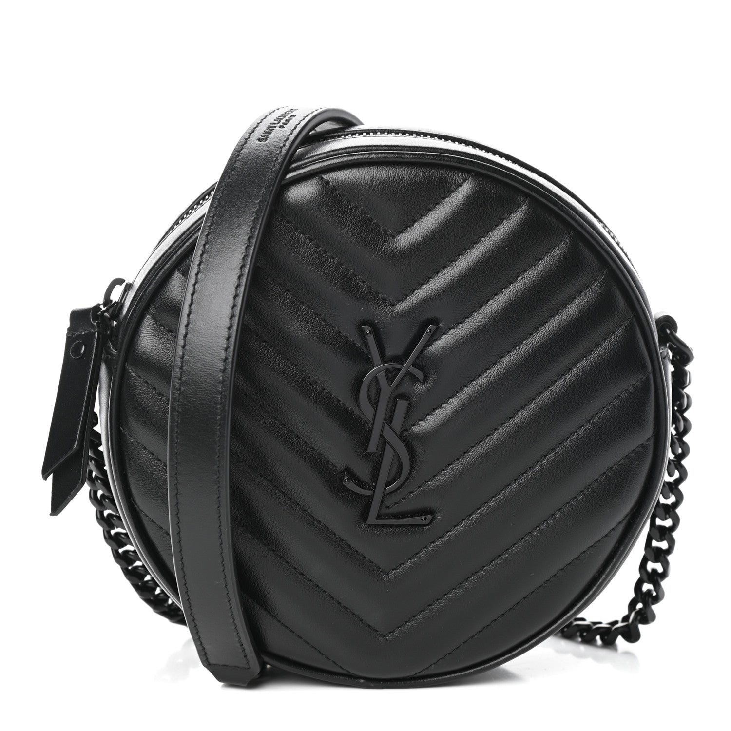 Saint Laurent Calfskin Matelasse Chevron Round Vinyle Camera Bag Black 1 of 9