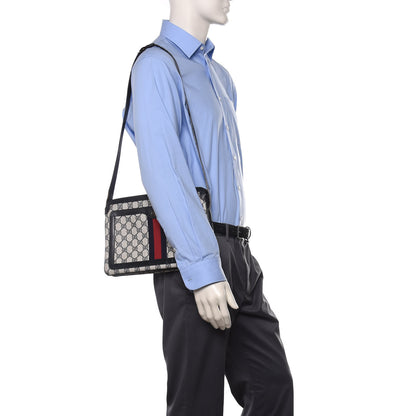 Gucci GG Plus Monogram Canvas Web Shoulder Bag Blue 2 of 14
