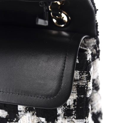 Chanel Tweed Quilted Medium Double Flap Black Ecru White 9 of 12