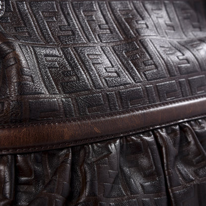 Fendi Vitello Bottalato FF Embossed Large Chef Shopper Tote Chocolate 8 of 11