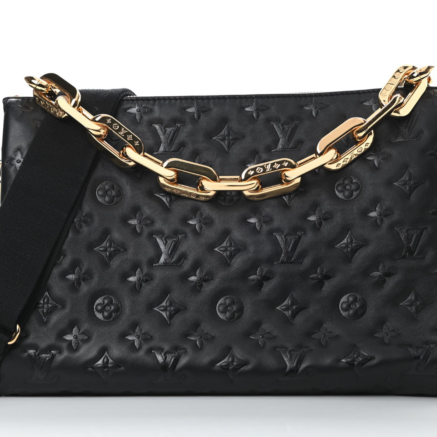 Lambskin Embossed Monogram Coussin MM Black
