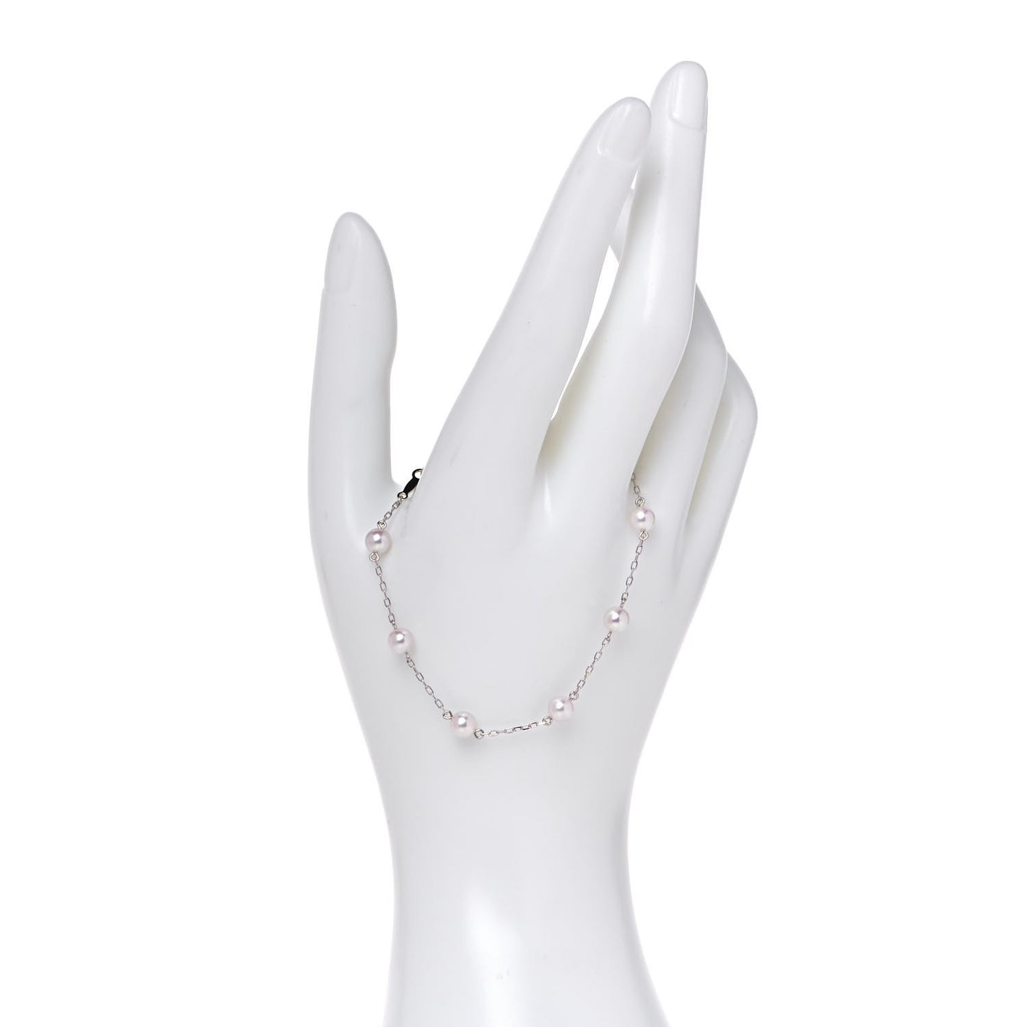 18K White Gold 5mm Akoya Pearl Station Bracelet