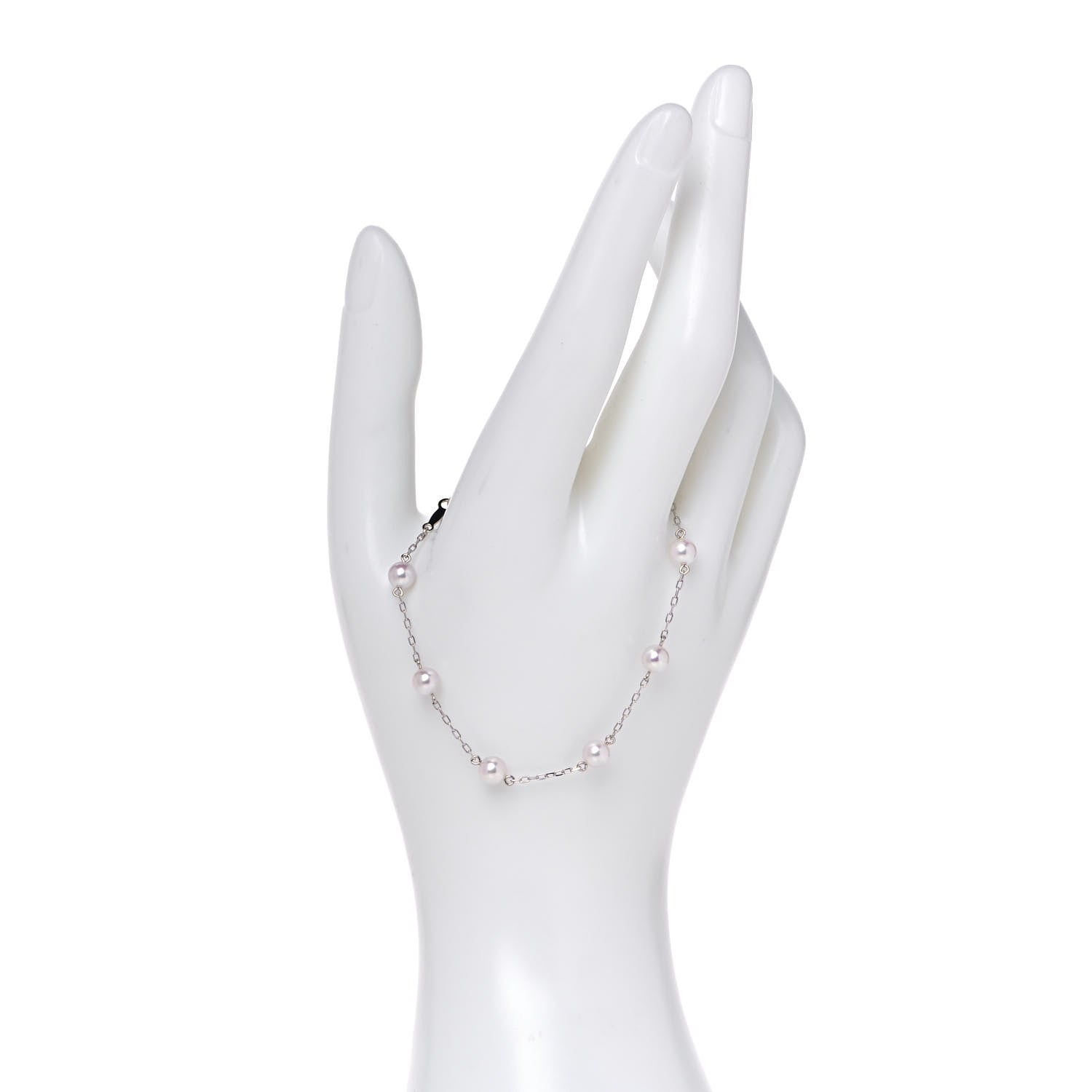 Mikimoto 18K White Gold 5mm Akoya Pearl Station Bracelet 2 of 5
