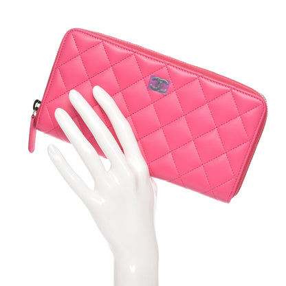 Chanel Lambskin Quilted Large Gusset Zip Around Wallet Pink 2 of 8