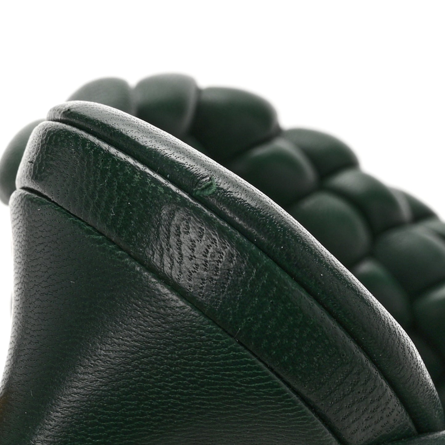 Nappa Twisted Padded Intrecciato Curve Slide Sandals 38 Vert Fonce