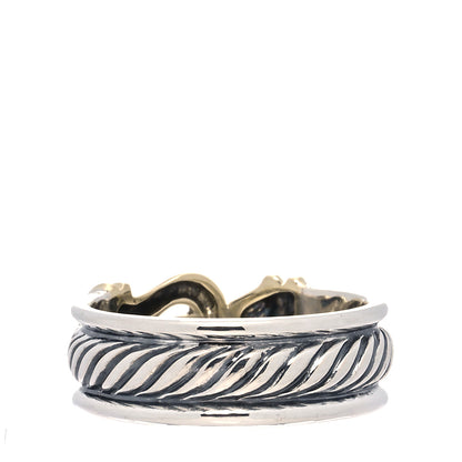 David Yurman Sterling Silver 18K Yellow Gold Buckle Cable Ring 54 6.75 3 of 5