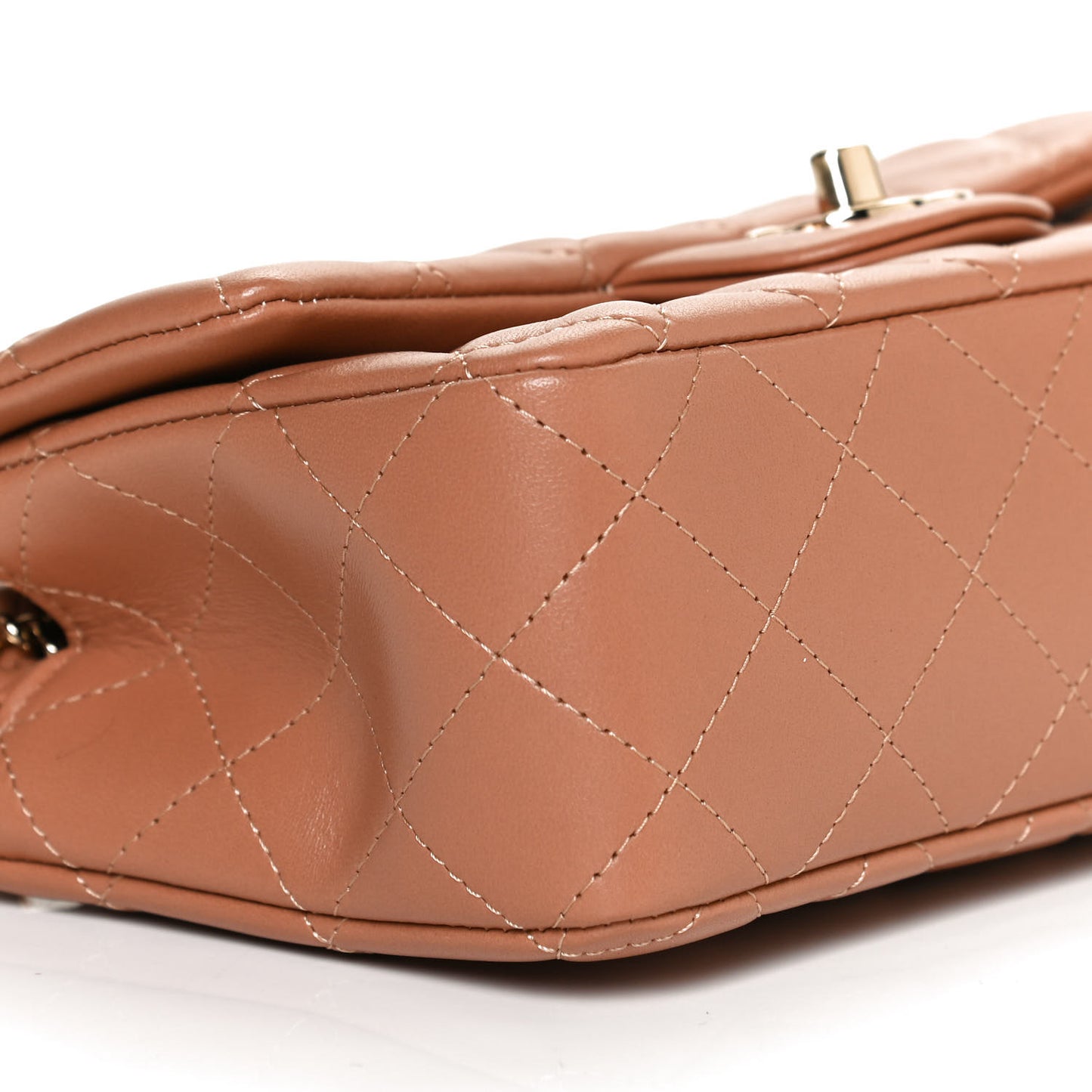 Lambskin Quilted Mini Rectangular Flap Brown
