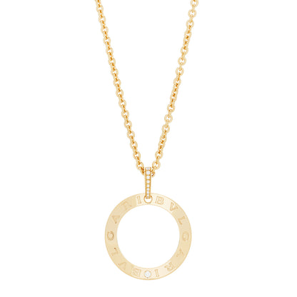 Bulgari 18K Yellow Gold Diamond BVLGARI BVLGARI Circle Pendant Necklace 1 of 7