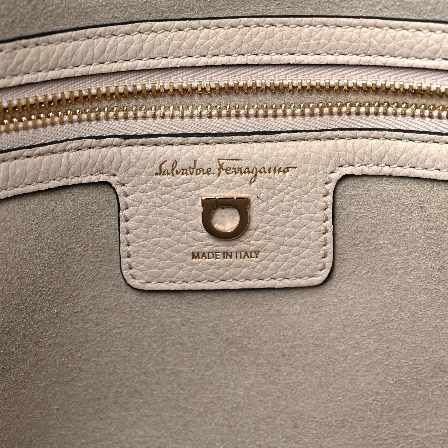 Salvatore Ferragamo Grained Calfskin Studio Tote Cream 7 of 10