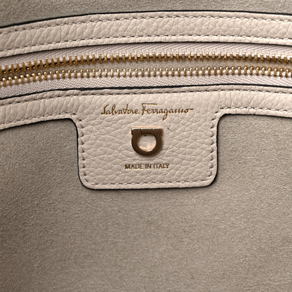 Salvatore Ferragamo Grained Calfskin Studio Tote Cream 7 of 10