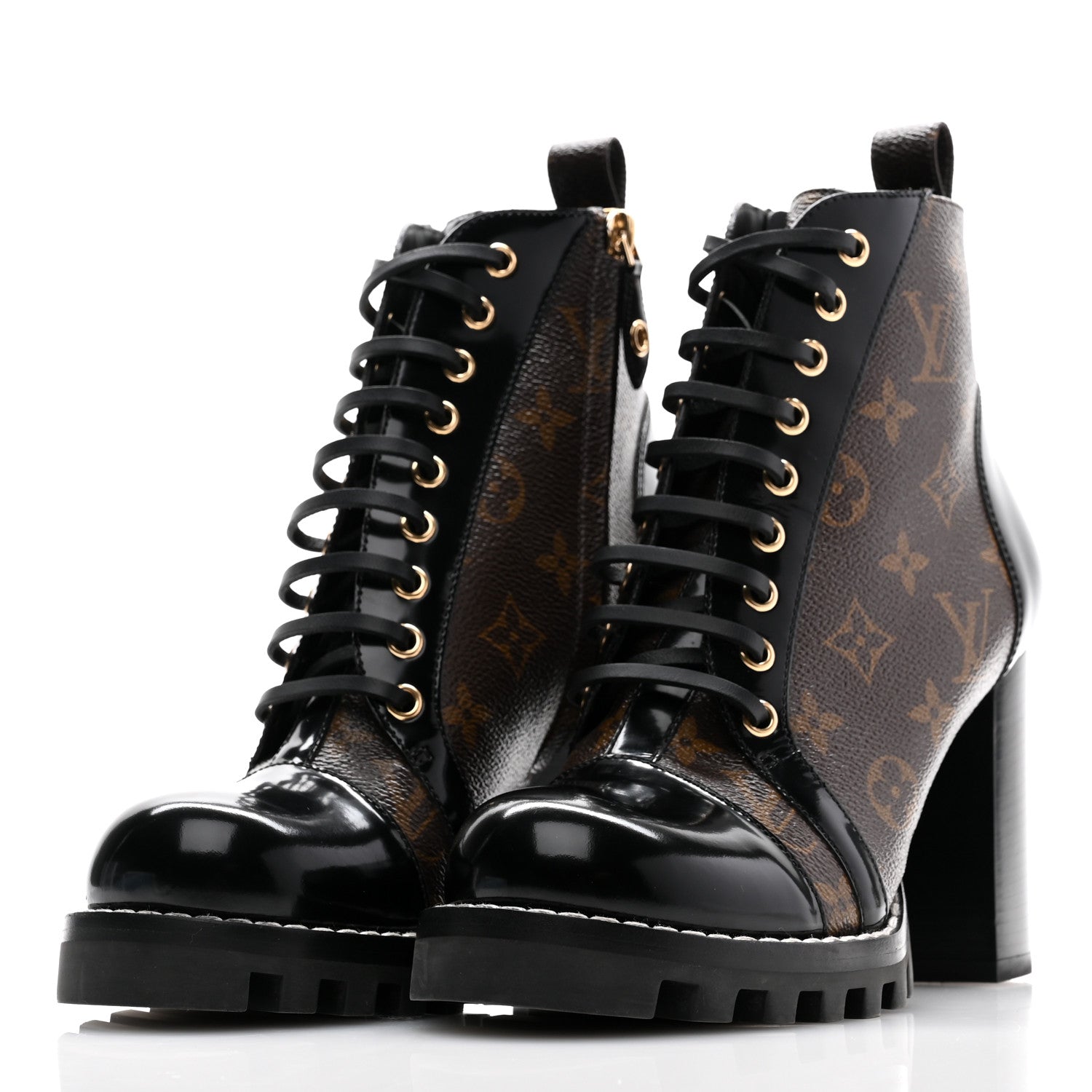 Louis Vuitton Patent Calfskin Monogram Star Trail Ankle Boots 38 Black 3 of 10