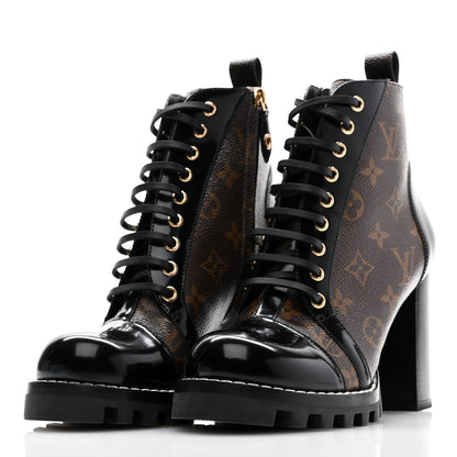 Louis Vuitton Patent Calfskin Monogram Star Trail Ankle Boots 38 Black 3 of 10