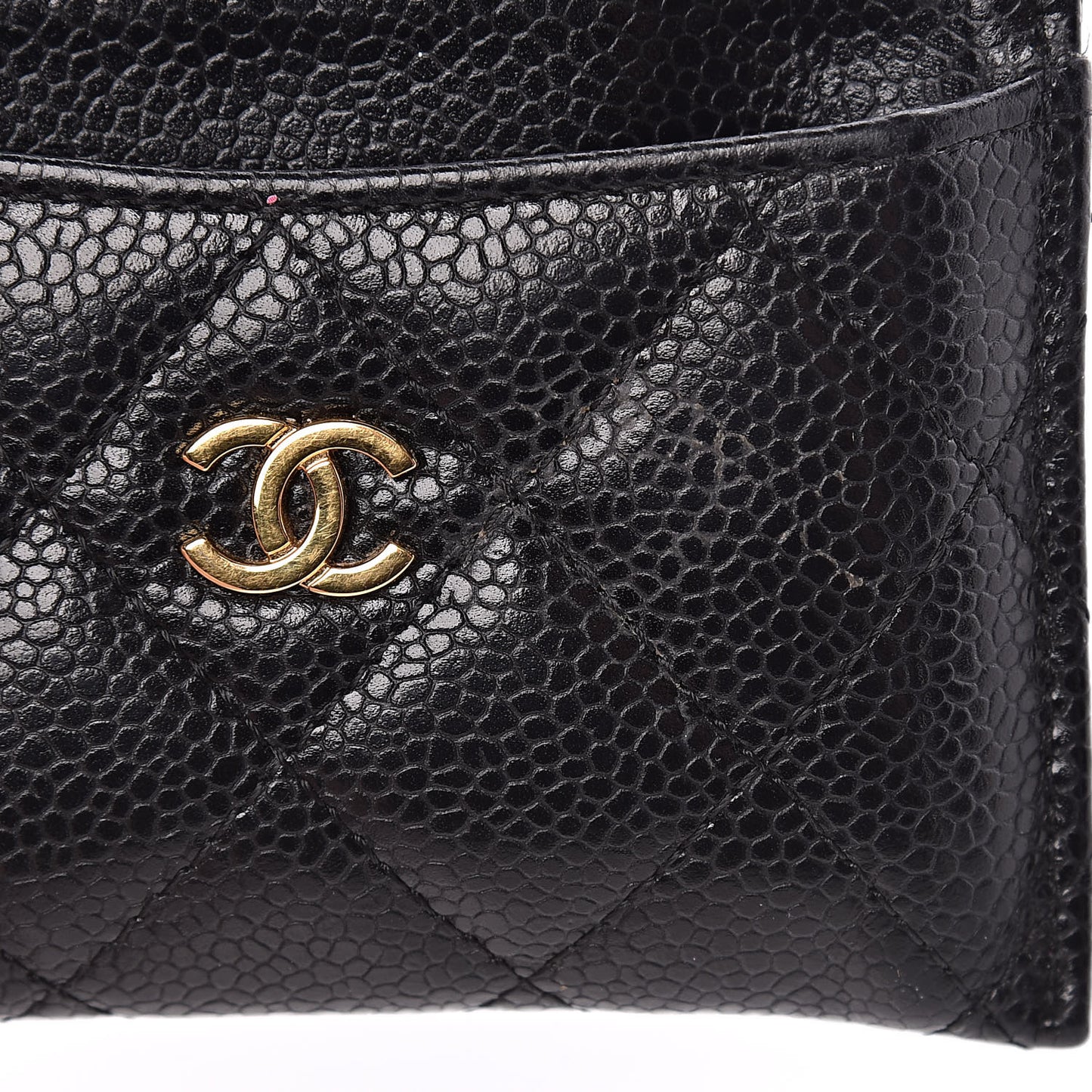 Caviar Quilted Card Holder Black
