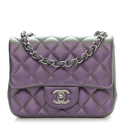 Chanel Iridescent Lambskin Quilted Mini Square Flap Dark Purple 1 of 9
