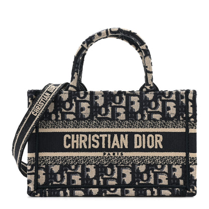 Christian Dior Oblique Mini Book Tote With Strap Blue Multicolor 1 of 10