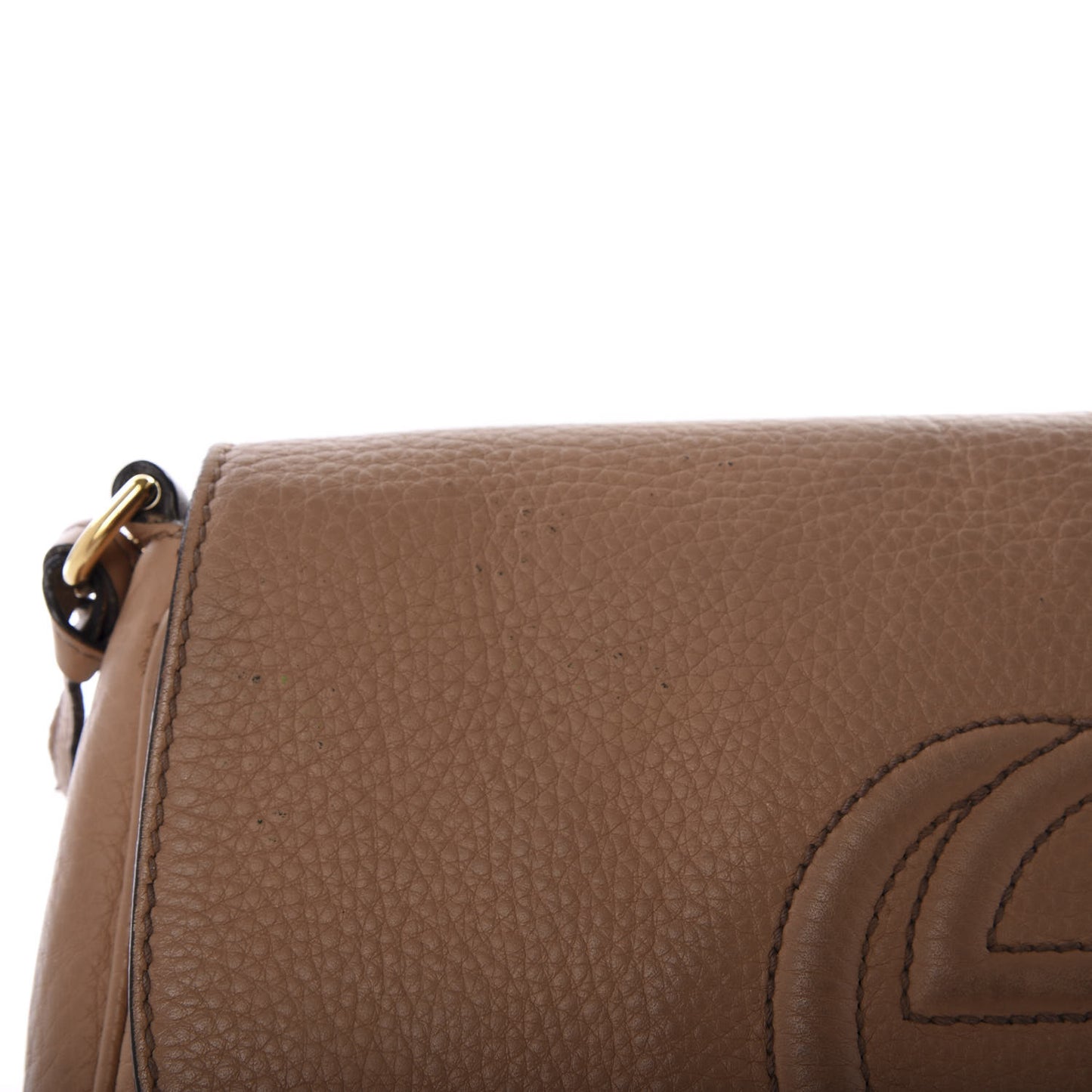 Pebbled Calfskin Medium Soho Flap Crossbody Camelia