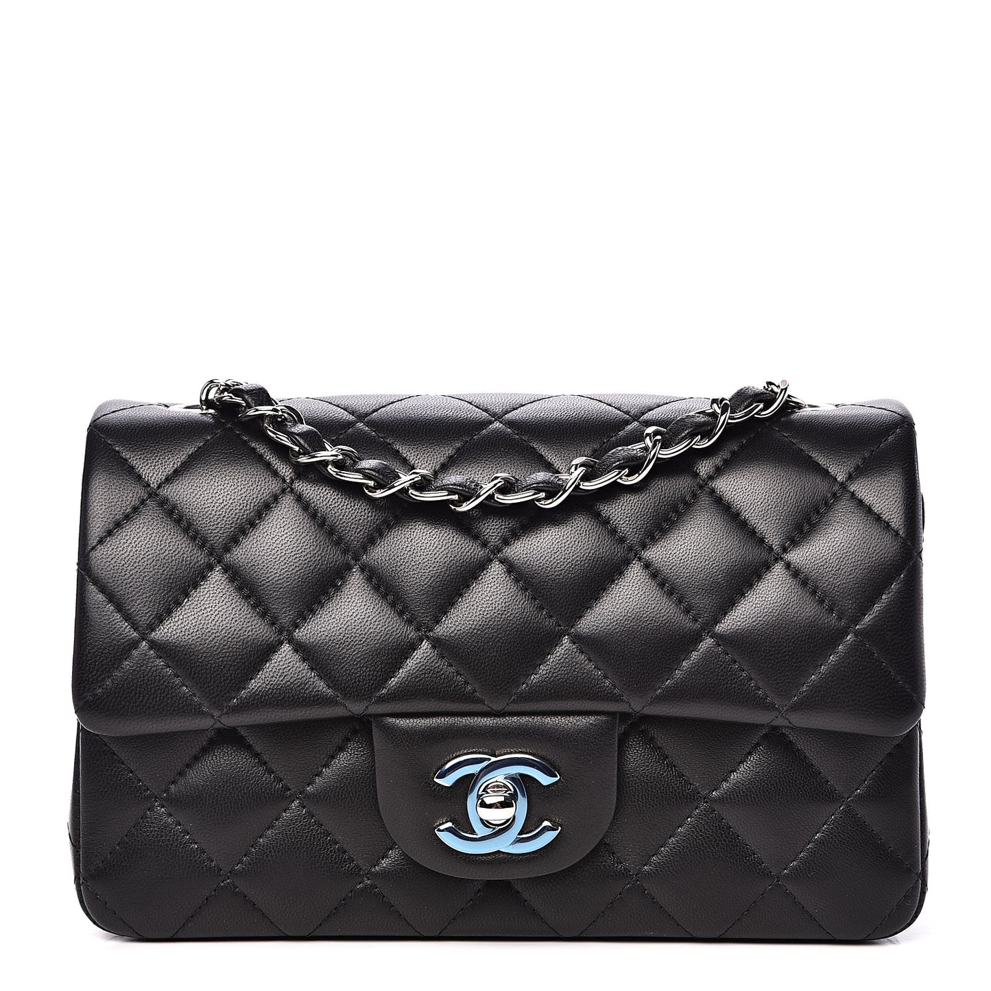 Lambskin Quilted Mini Rectangular Flap Black