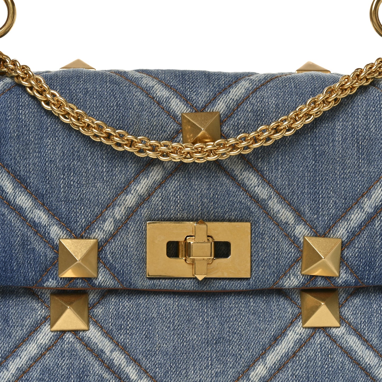 Denim Large Roman Stud Shoulder Bag Light Denim Selleria