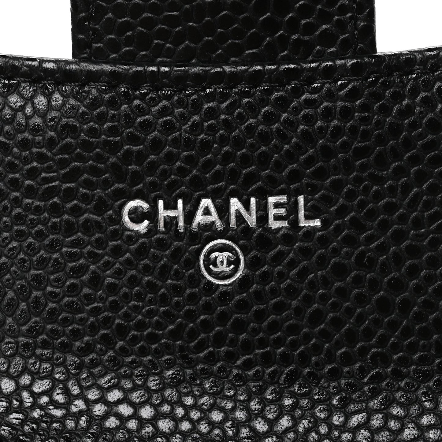 Caviar Quilted Flap Card Holder Wallet Black