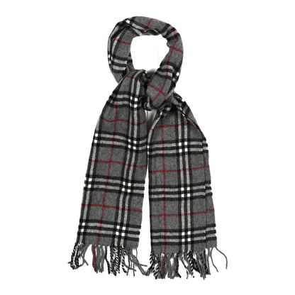 Burberry Cashmere House Check Fringe Scarf Grey 1 of 3