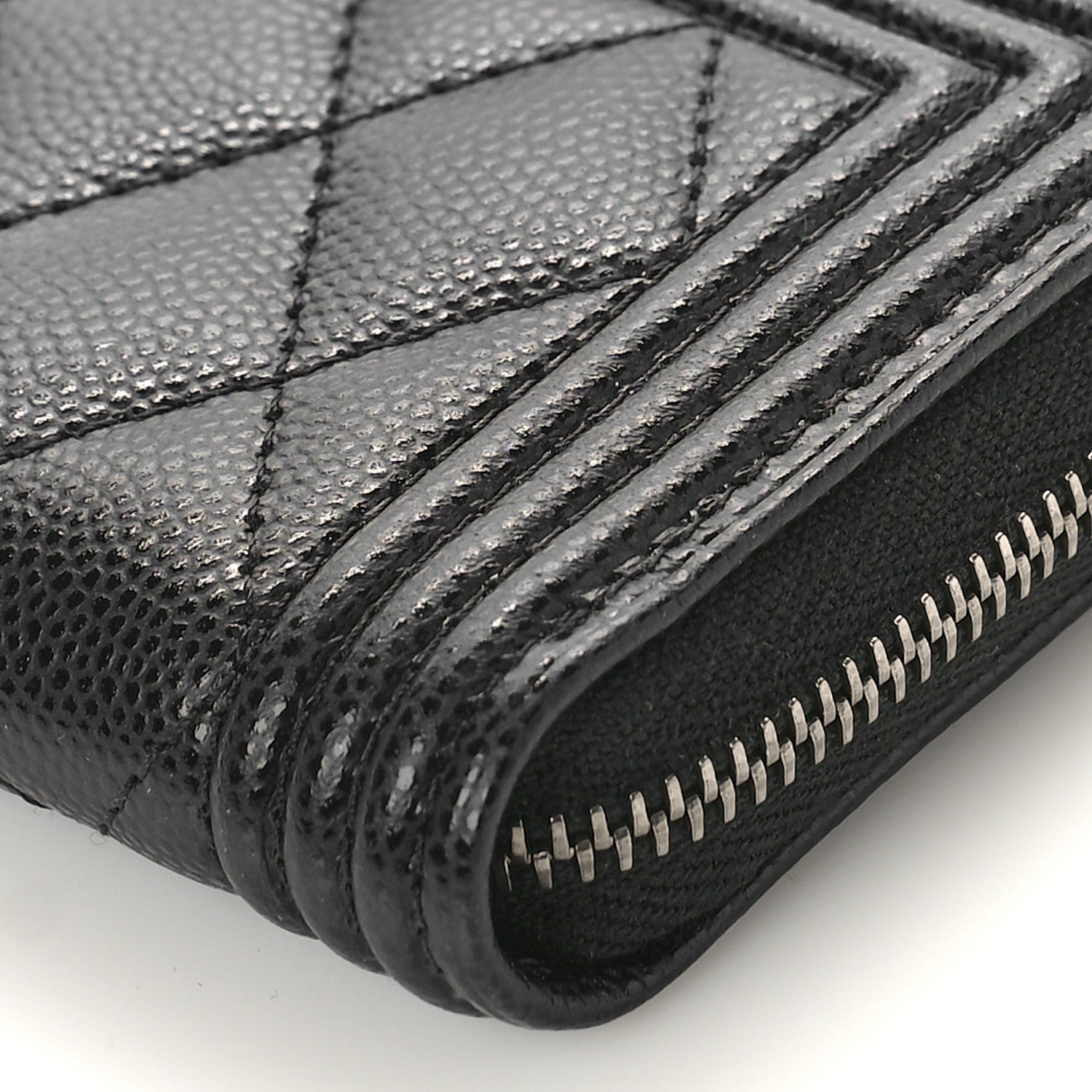 Chanel Caviar Quilted Boy Zip Around Coin Purse Wallet Black 9 of 10