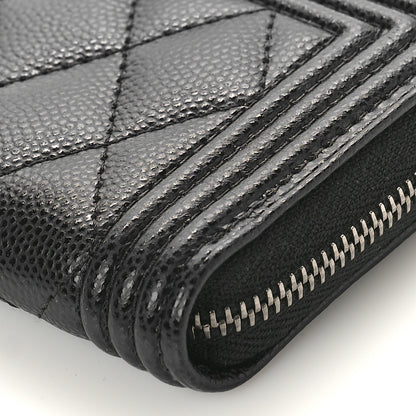 Chanel Caviar Quilted Boy Zip Around Coin Purse Wallet Black 9 of 10