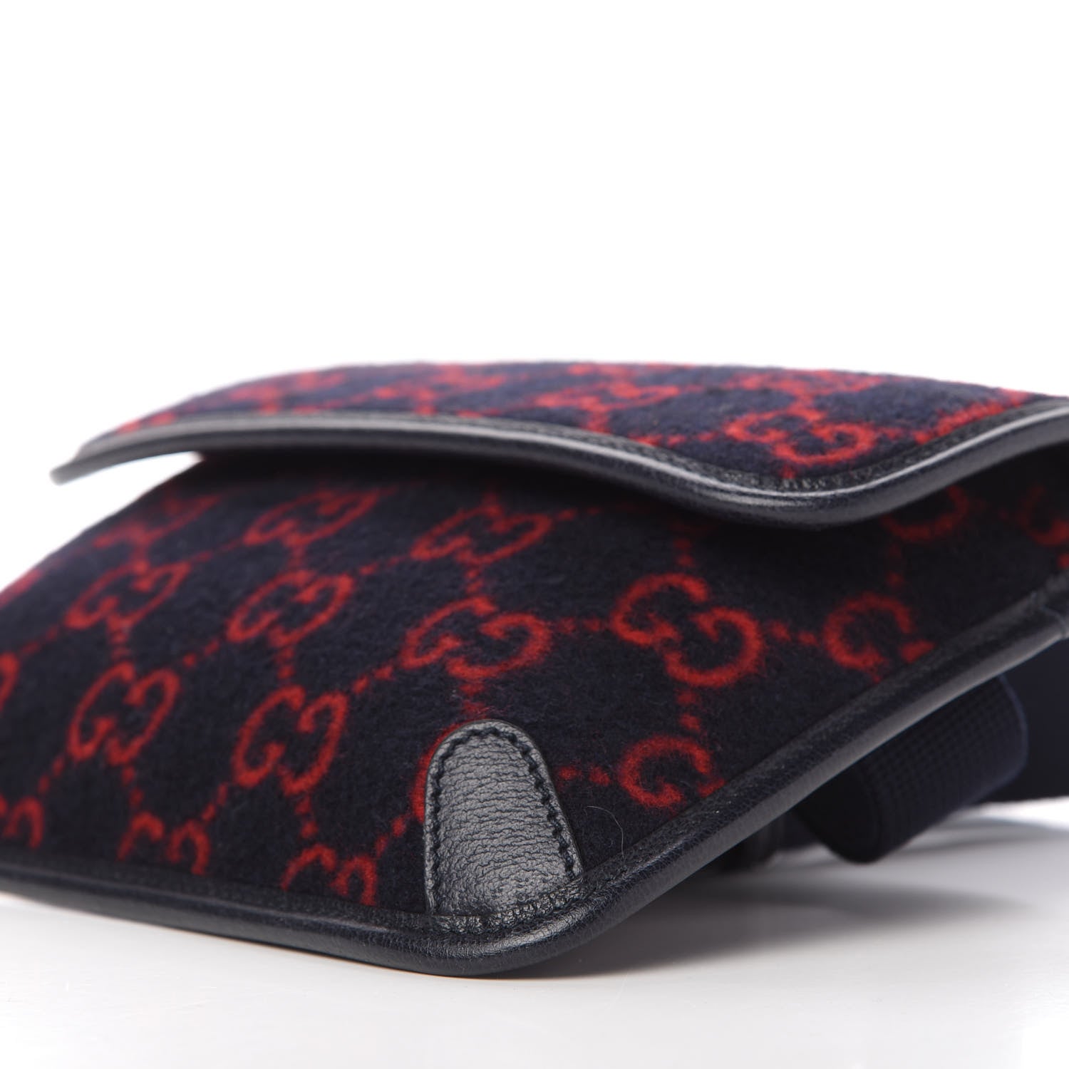 Gucci Covered Wool GG Monogram Slim Belt Bag Navy Red 7 of 10