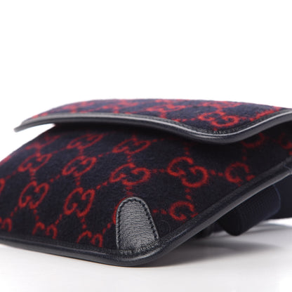 Gucci Covered Wool GG Monogram Slim Belt Bag Navy Red 7 of 10