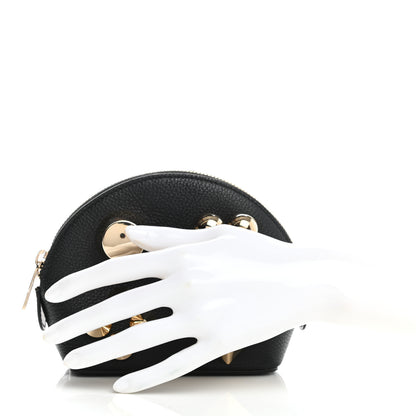 Christian Louboutin Grained Calfskin Carasky Studded Cosmetic Pouch Black Gold 2 of 7
