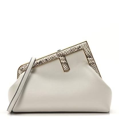 Fendi Shiny Nappa Snakeskin Small Fendi First White Roccia 1 of 10