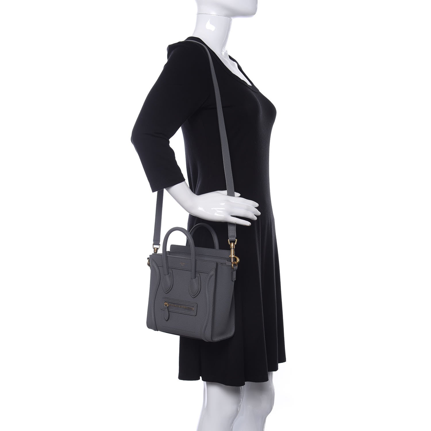 Celine Drummed Calfskin Nano Luggage Kohl 2 of 11