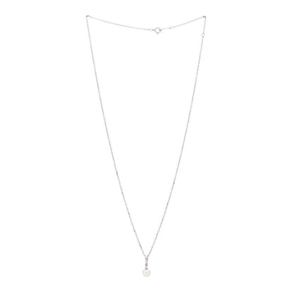 Mikimoto 18K White Gold Diamond Akoya Pearl 6mm Drop Pendant Necklace 3 of 7