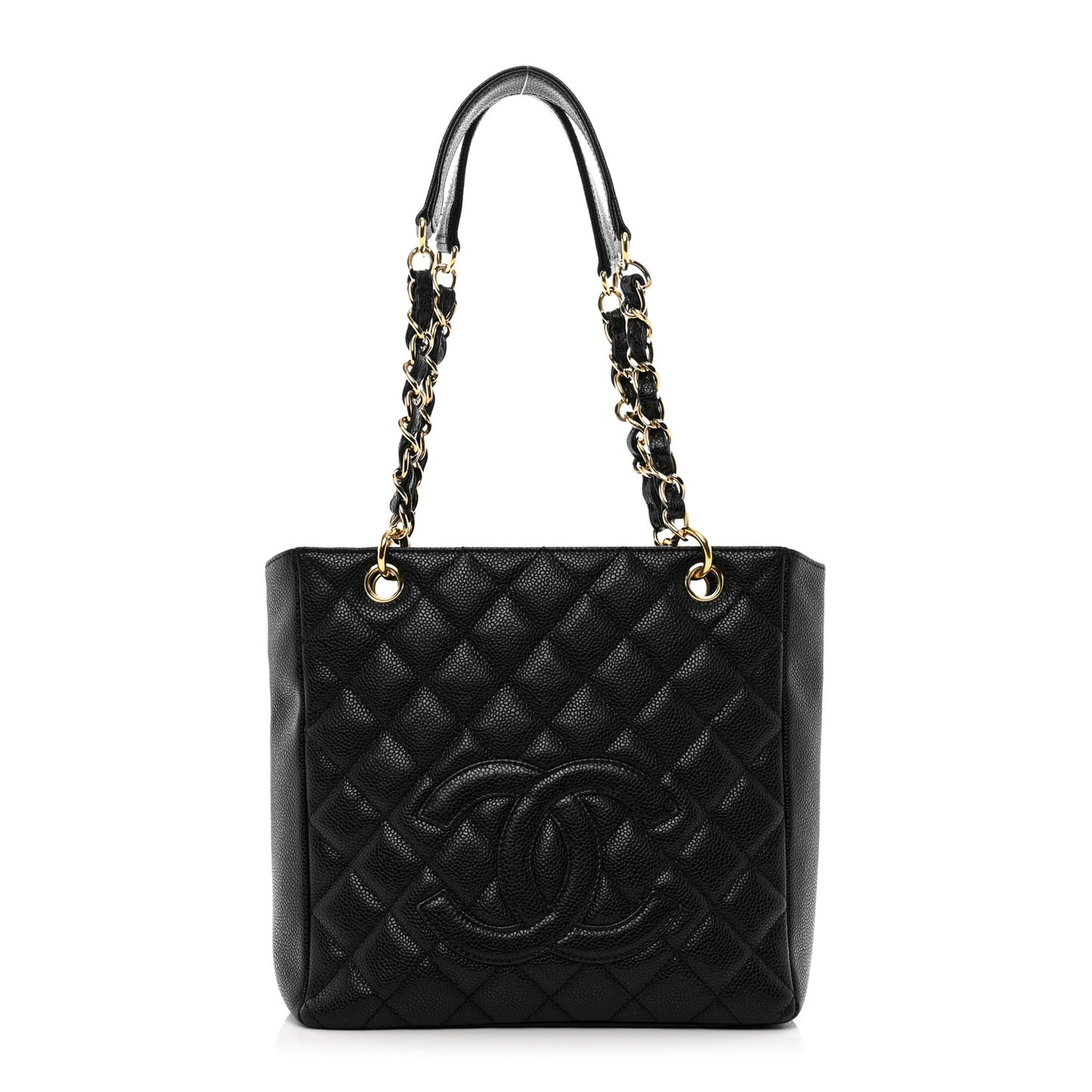 Caviar Quilted Petit Shopping Tote PST Black