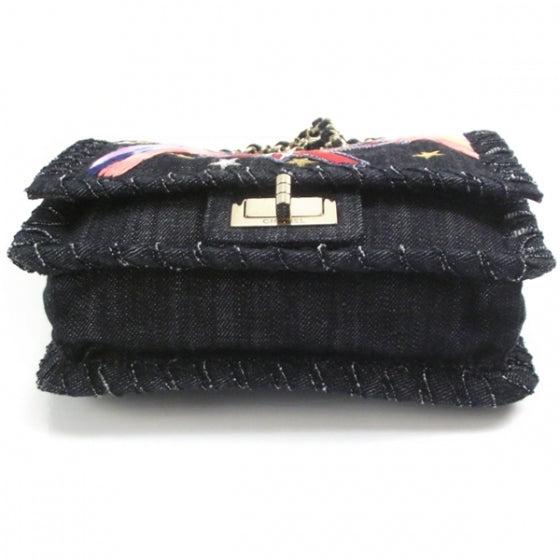 Chanel Denim Embroidered Night Flight Reissue Flap Blue 4 of 10