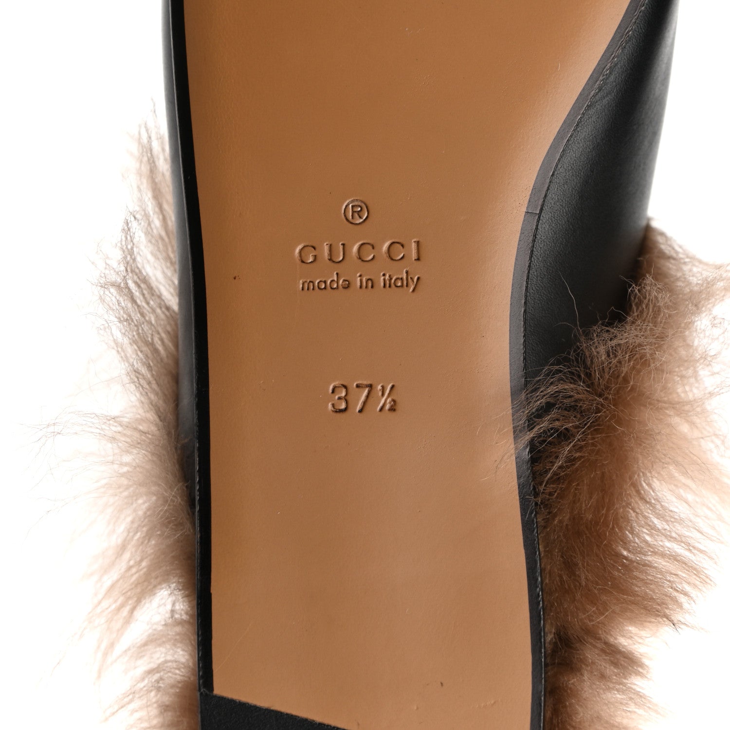 Gucci Calfskin Fur Womens Princetown Slippers 37.5 Black 6 of 7