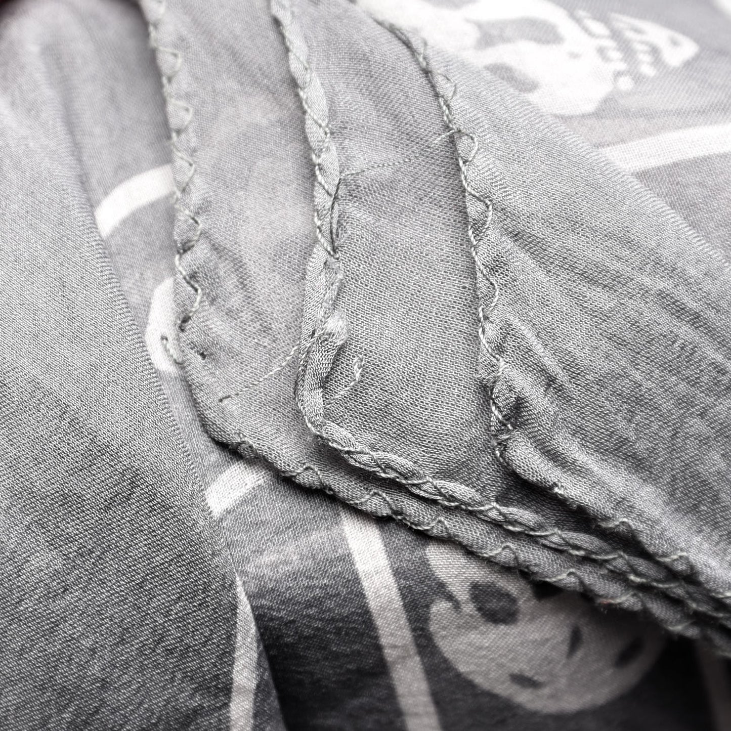 Silk Chiffon Skull Scarf Dark Grey