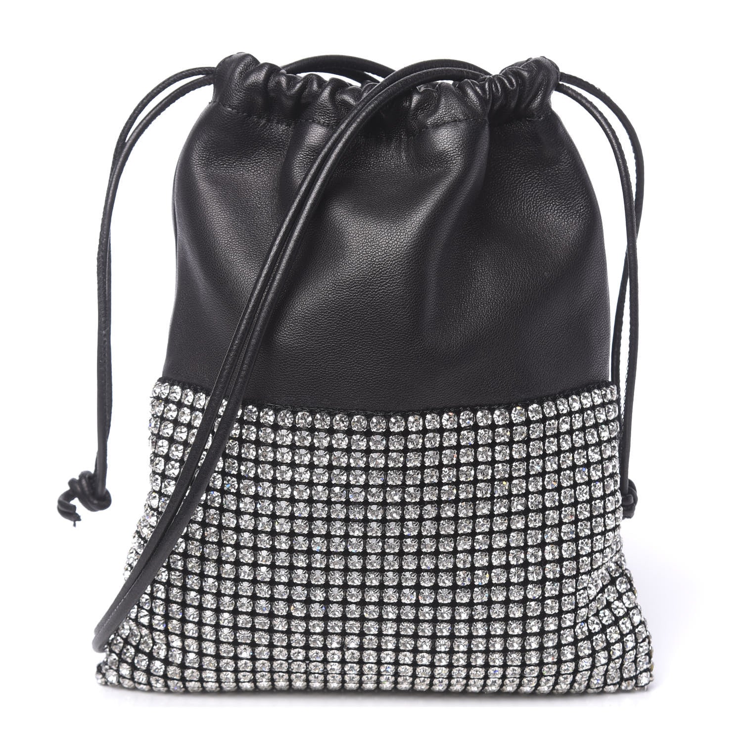Alexander Wang Lambskin Crystal Rhinestone Ryan Mini Drawstring Bag Black 1 of 10