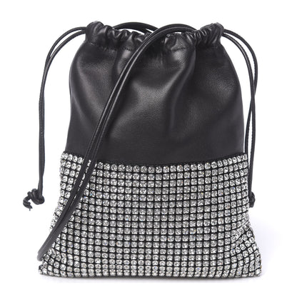 Alexander Wang Lambskin Crystal Rhinestone Ryan Mini Drawstring Bag Black 1 of 10
