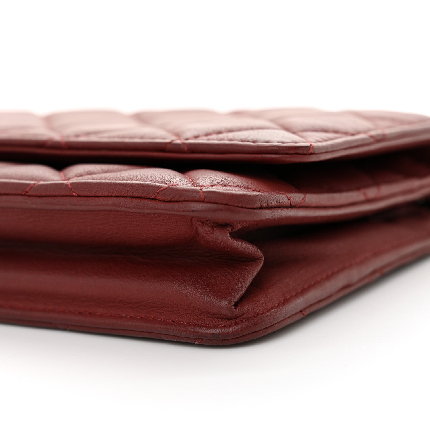 Chanel Aged Calfskin Quilted Wallet On Chain WOC Burgundy 11 of 15