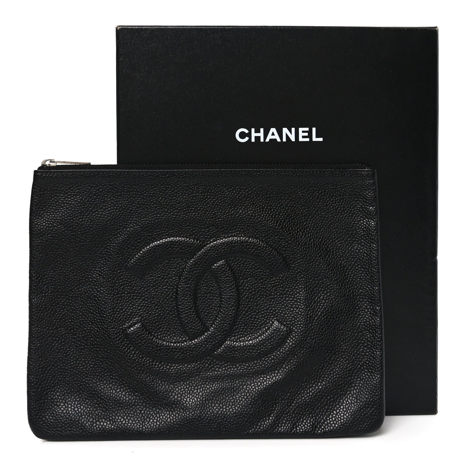 Chanel Caviar Timeless CC Cosmetic Pouch Clutch Black 8 of 8
