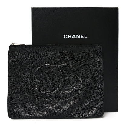 Chanel Caviar Timeless CC Cosmetic Pouch Clutch Black 8 of 8