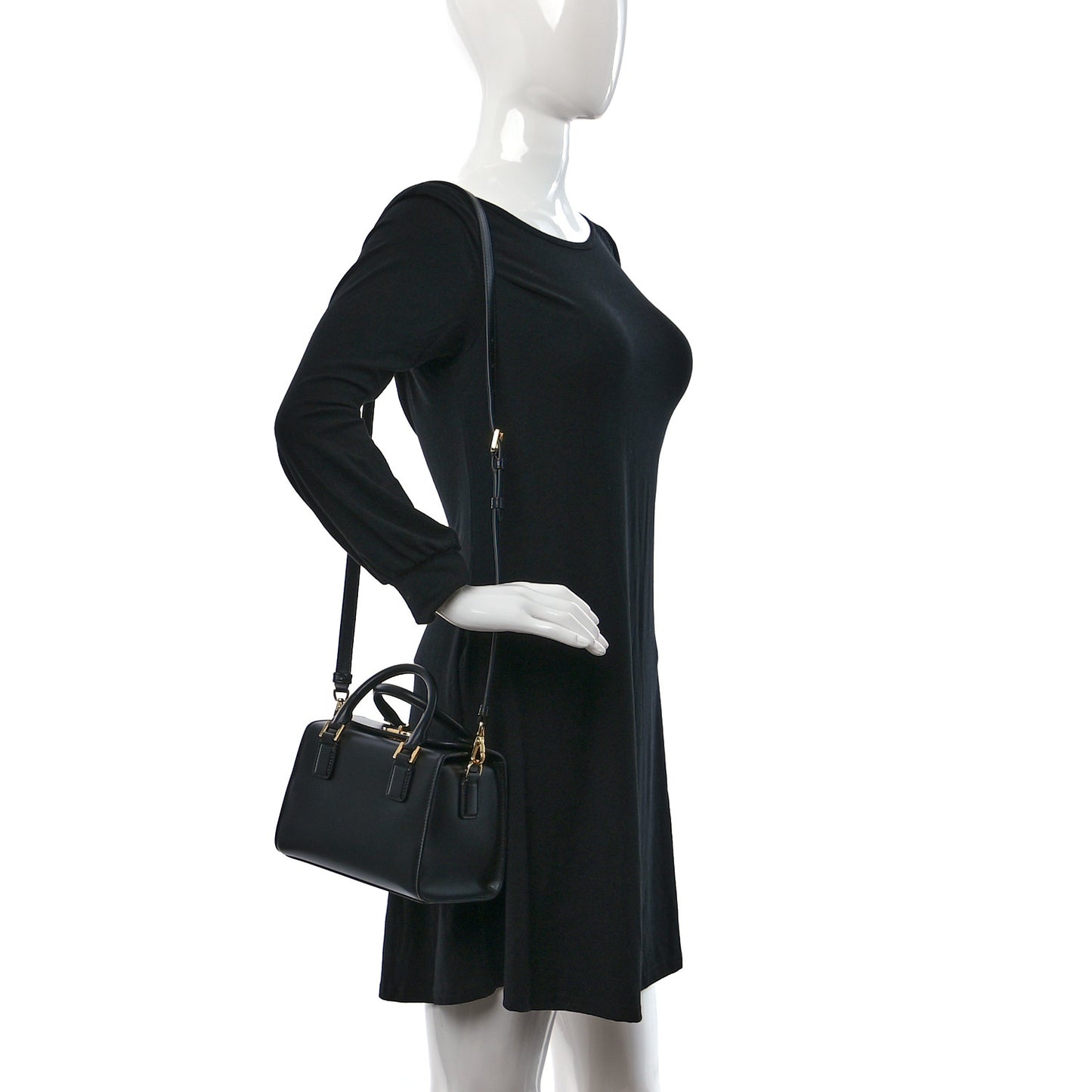 New Line Calfskin Small Boston Bag Black