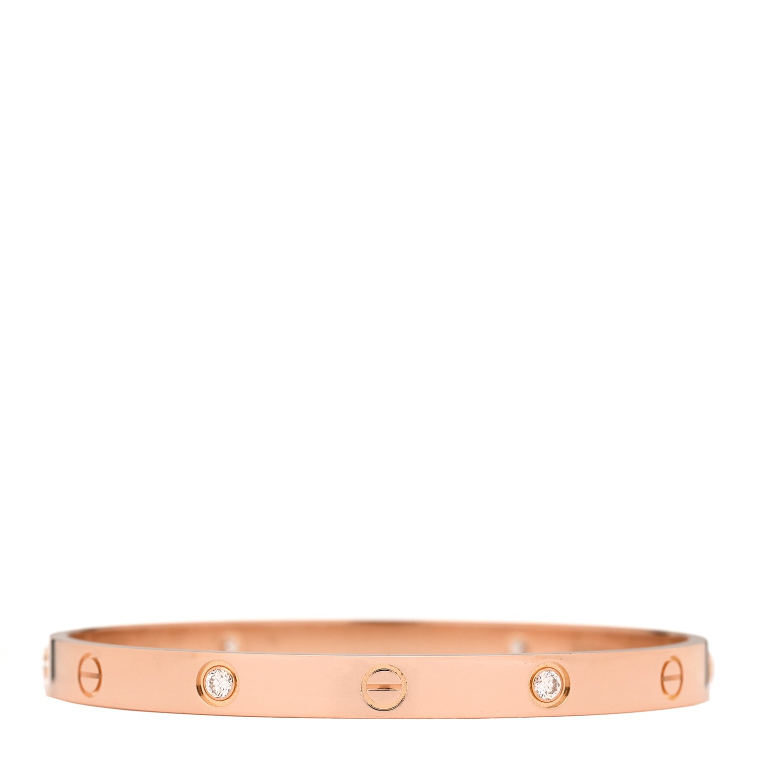 Cartier 18K Pink Gold 4 Diamond LOVE Bracelet 19 2 of 11