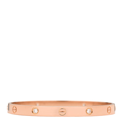 Cartier 18K Pink Gold 4 Diamond LOVE Bracelet 19 2 of 11