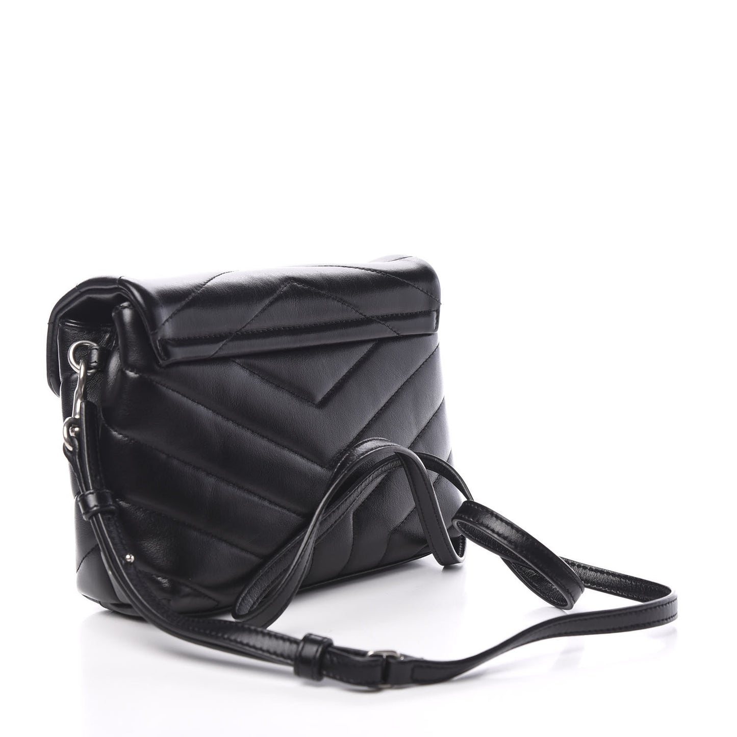 Calfskin Y Quilted Monogram Toy Loulou Crossbody Bag Black