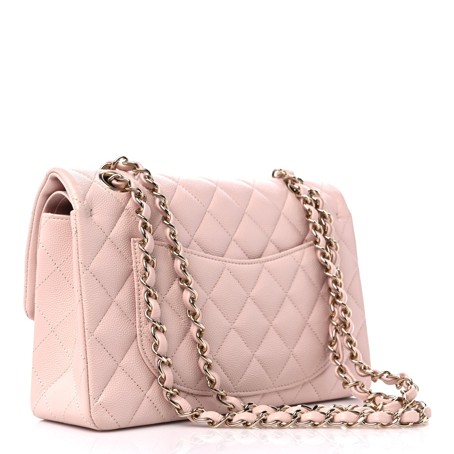Caviar Quilted Small Double Flap Light Pink