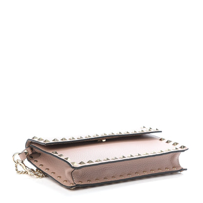 Valentino Garavani Pebbled Calfskin Rockstud Flap Wallet On Chain Poudre 4 of 9